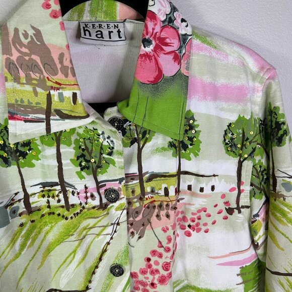 K-E-R-E-N hart Women's Floral/Outdoor Button Up Jacket Size M - Picture 3 of 5